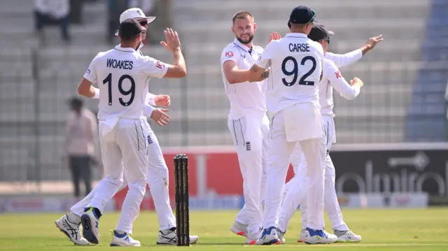 Gus Atkinson celebrates wicket for England in Pakistan