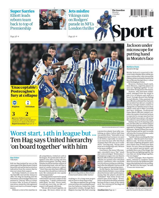 Guardian's main sport page