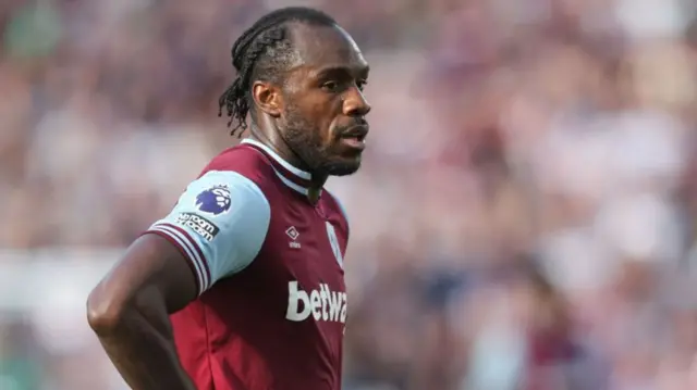 West Ham United's Michail Antonio stood during the Premier League match against Ipswich Town