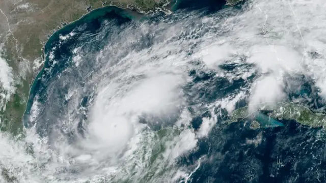 Satellite imagery from the US National Oceanic and Atmospheric Administration shows Milton off the coast of Mexico on Monday