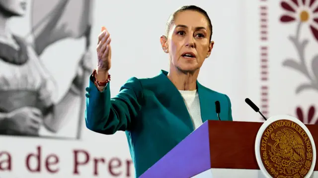 Mexican President Claudia Sheinbaum speaks during her daily press conference at the National Palace in Mexico City, Mexico, 07 October 2024.