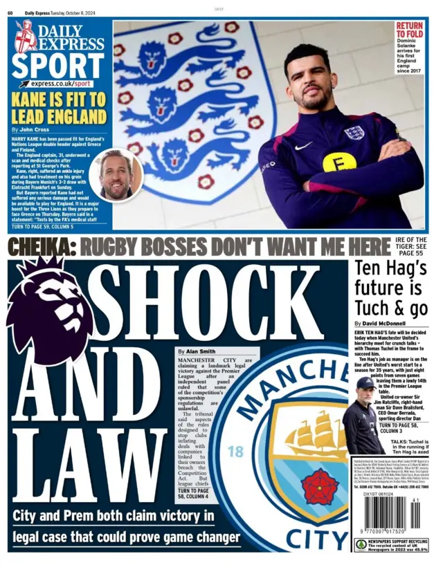 The back page of Tuesday's Daily Express