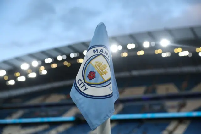 A general view of a Manchester City corner flag