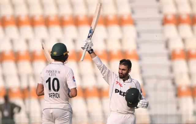 Salman Ali Agha celebrates his century