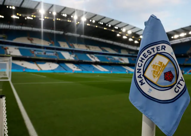 A corner flag at the Etihad Stadium