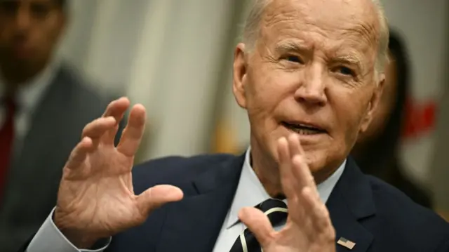 US President Joe Biden provides an update on the federal government's response to Hurricane Helene and the preparations for Hurricane Milton in the Roosevelt Room of the White House in Washington, DC, on October 8, 2024.