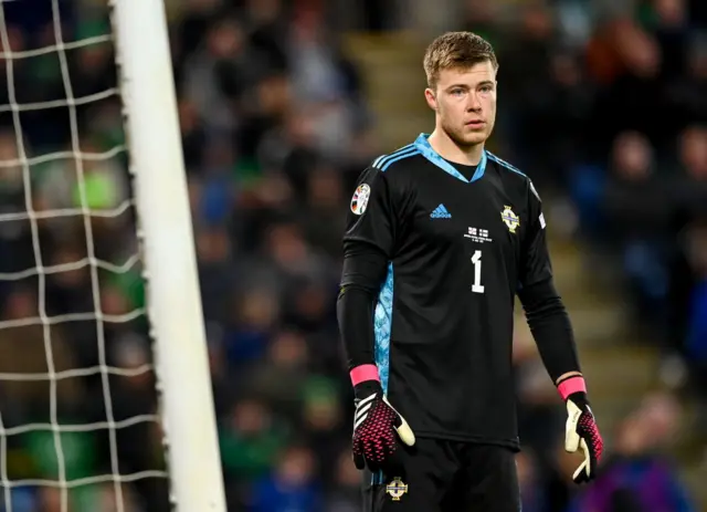 Bailey Peacock-Farrell in action for Northern Ireland