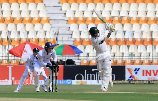 Pakistan's Naseem Shah in action