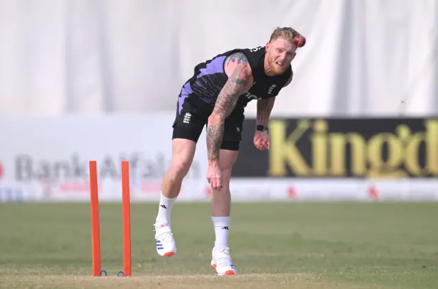 Ben Stokes bowls