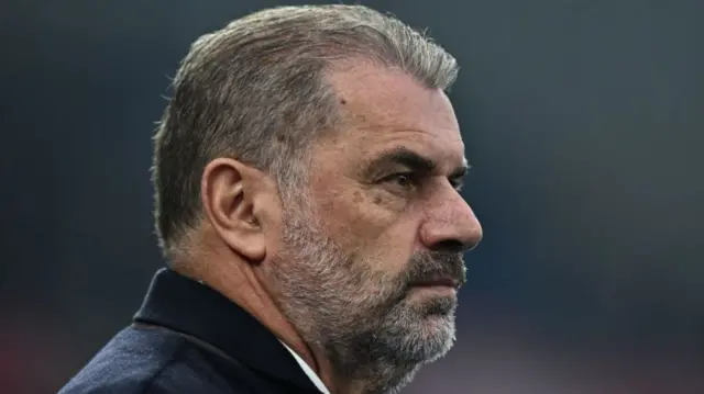 Tottenham manager Ange Postecoglou watches on during the Premier League match between Brighton & Hove Albion FC and Tottenham Hotspur.