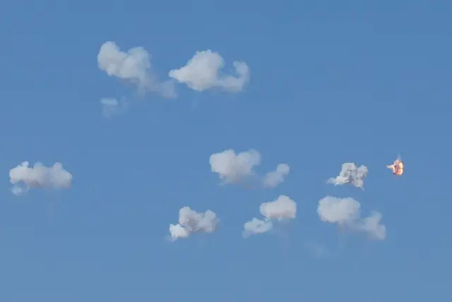 Israeli defences intercepting a rocket earlier today