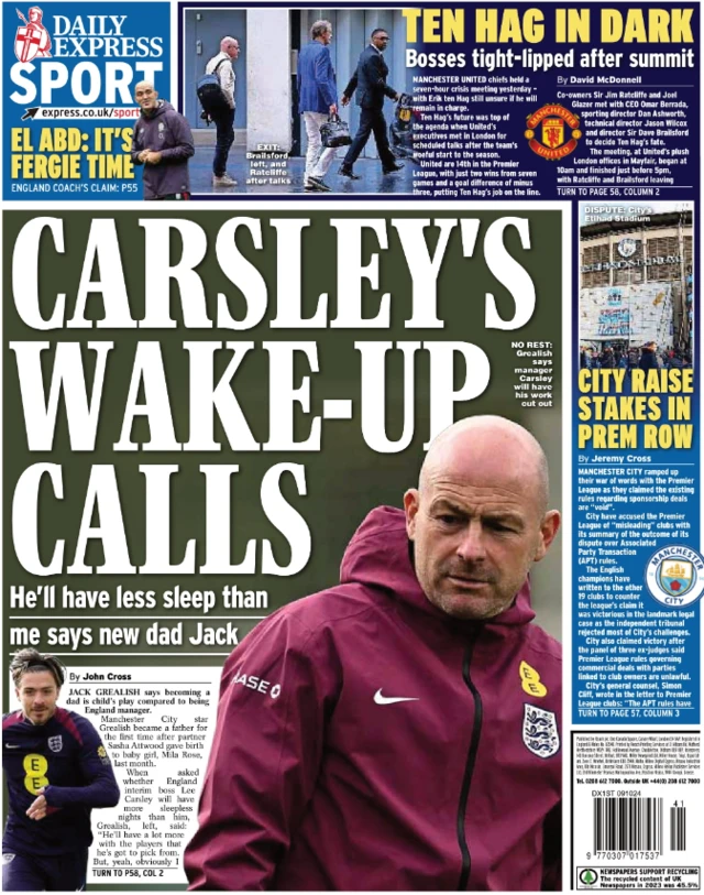 Back page of the Daily Express on 9 October 2024