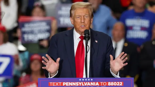 Trump speaking at a rally in Scranton, Pennsylvania