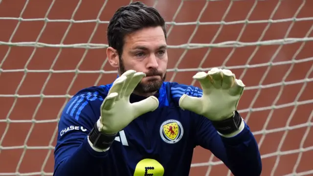 Scotland goalkeeper Craig Gordon during a training session at Lesser Hampden, Glasgow