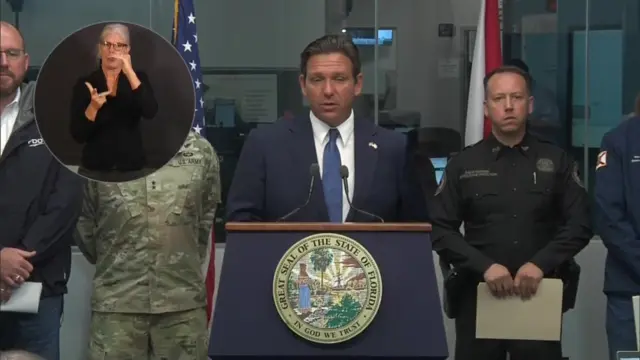 Ron DeSantis speaks at a press conference