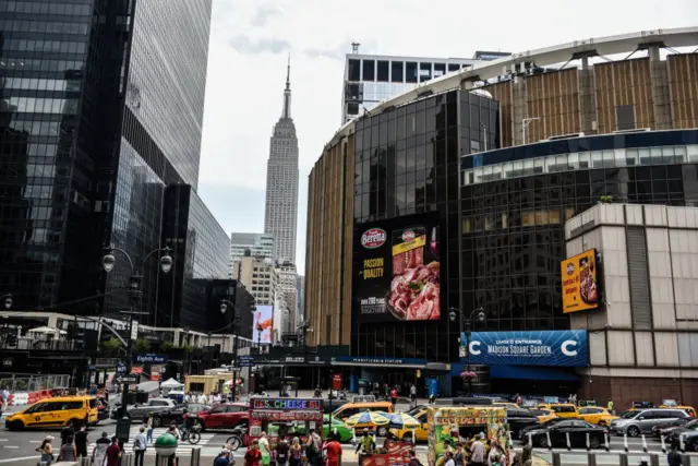 The exterior of Madison Square Garden in New York City