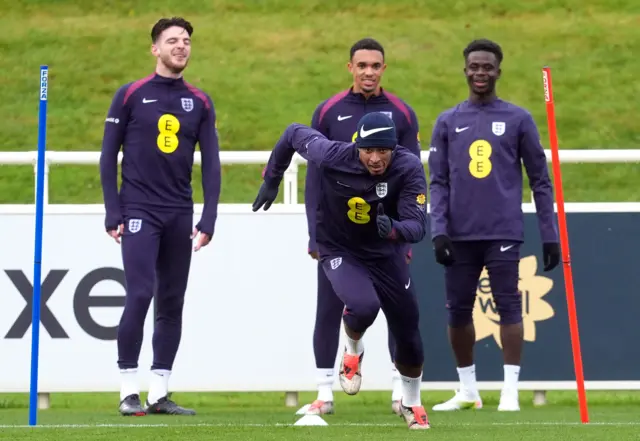 Jude Bellingham sprinting at England training