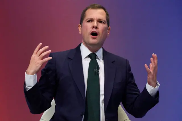 Leadership candidate Robert Jenrick speaks at Britain's Conservative Party's annual conference in Birmingham, Britain, October 1,