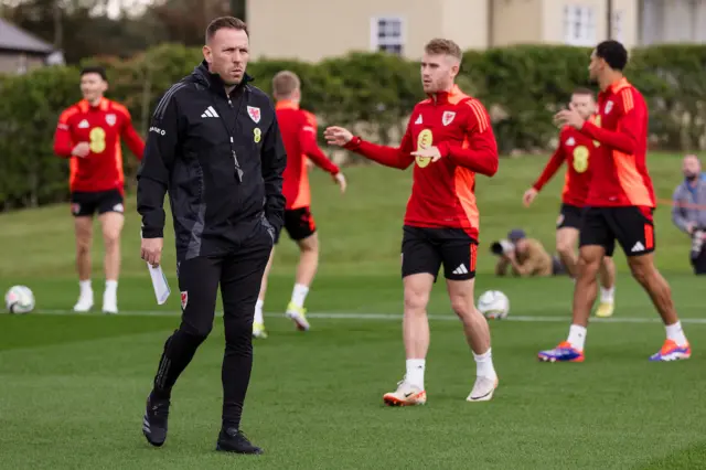 Craig Bellamy taking Wales training