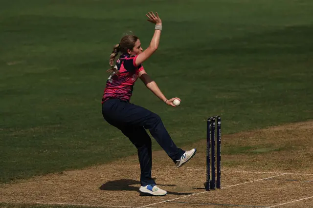 Rachel Slater of Scotland bowls