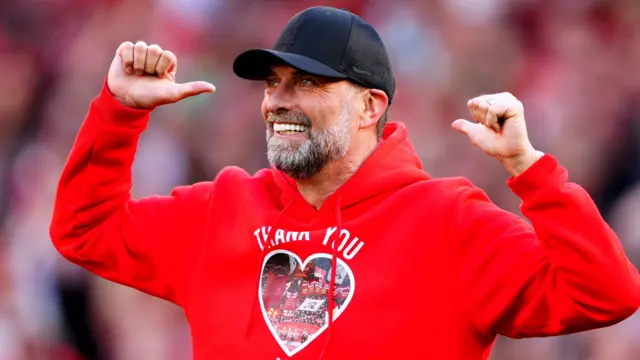 Jurgen Klopp smiles as he bids farewell to the Liverpool fans