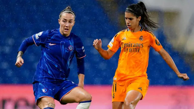 Lucy Bronze playing for Chelsea against Real Madrid in the Women's Champions League