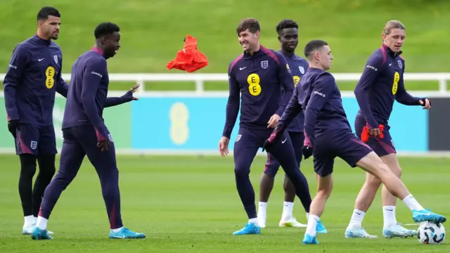 John Stones smiling during England training