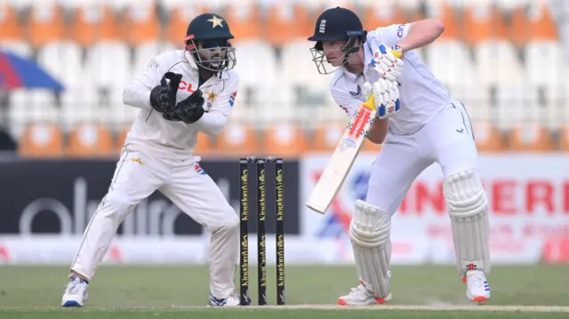 Harry Brook in batting action during day three of the first Test between Pakistan and England