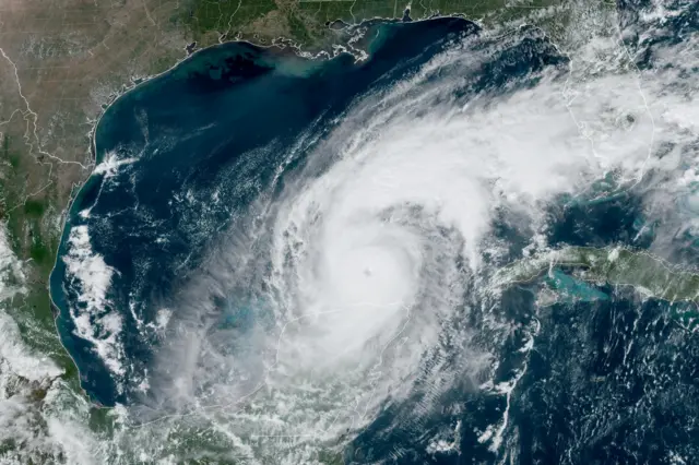 satellite image shows Hurricane Milton progressing before its expected landfall in Florida