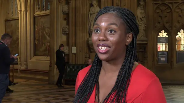 Kemi Badenoch being interviewed inside the House of Commons