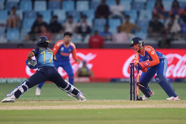 Richa Ghosh of India stumps Anushka Sanjeewani