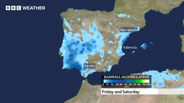 Map showing rainfall accumulation