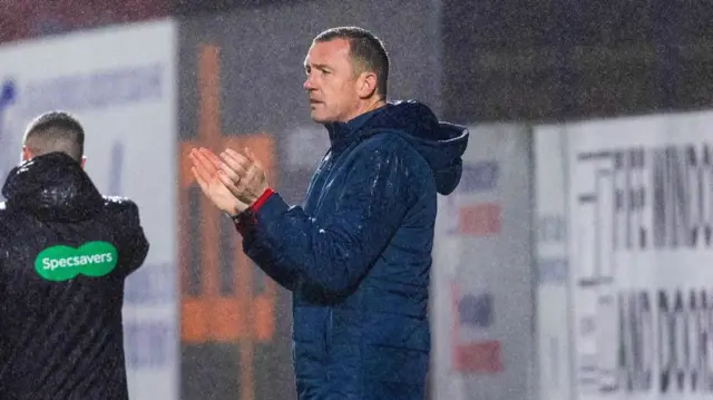 KIRKCALDY, SCOTLAND - NOVEMBER 01: Raith Rovers manager Neill Collins during a William Hill Championship match between Raith Rovers and Ayr United at Stark's Park, on November 01, 2024, in Kirkcaldy, Scotland. (Photo by Ross Parker / SNS Group)