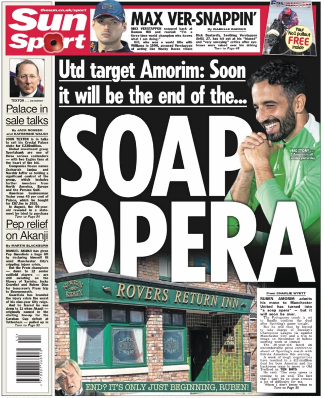 Back page of the Sun on 1 November 2024