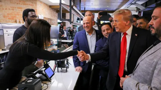 Republican presidential nominee and former U.S. President Donald Trump makes a campaign stop at the Great Commoner restaurant in Dearborn, Michigan