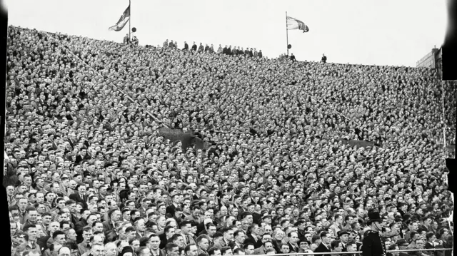 Fans at the 1938 FA Cup Final as Huddersfield lost to Preston at Wembley