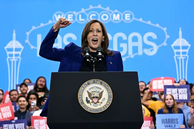 US Vice President and Democratic presidential candidate Kamala Harris