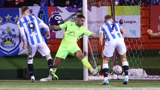 Bovan Radulovic of Huddersfield Town goal is ruled offside