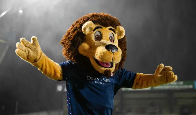 KIRKCALDY, SCOTLAND - NOVEMBER 01: Raith Rovers mascot Roary Rover during a William Hill Championship match between Raith Rovers and Ayr United at Stark's Park, on November 01, 2024, in Kirkcaldy, Scotland. (Photo by Ross Parker / SNS Group)