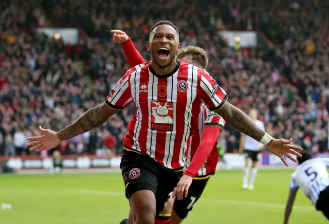 Sheffield United's Tyrese Campbell celebrates scoring