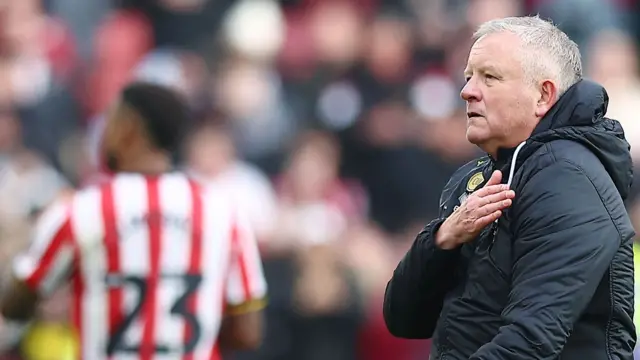 Chris Wilder acknowledging the Sheff Utd fans after the Steel City derby