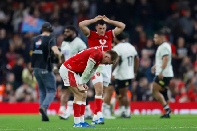 Wales players look disappointed