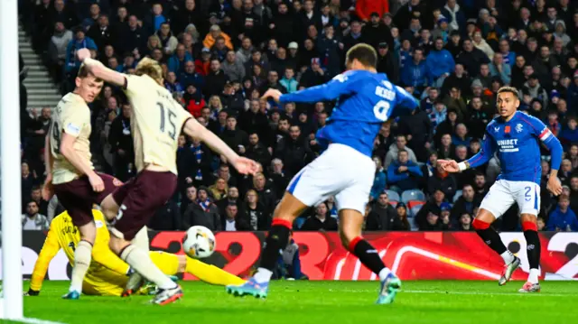 Rangers' Cyriel Dessers scores to make it 1-0