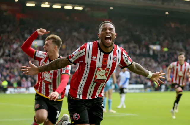 Sheffield United's Tyrese Campbell celebrates