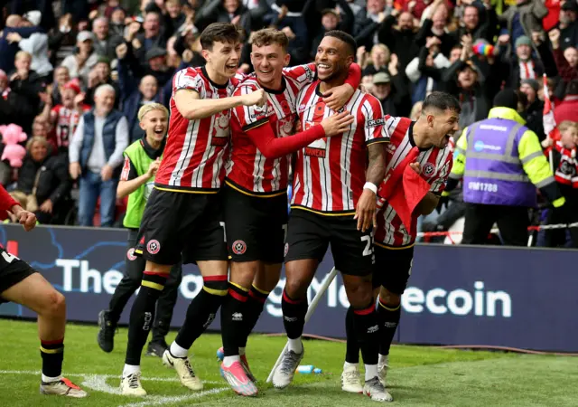 Sheffield United's Tyrese Campbell celebrates