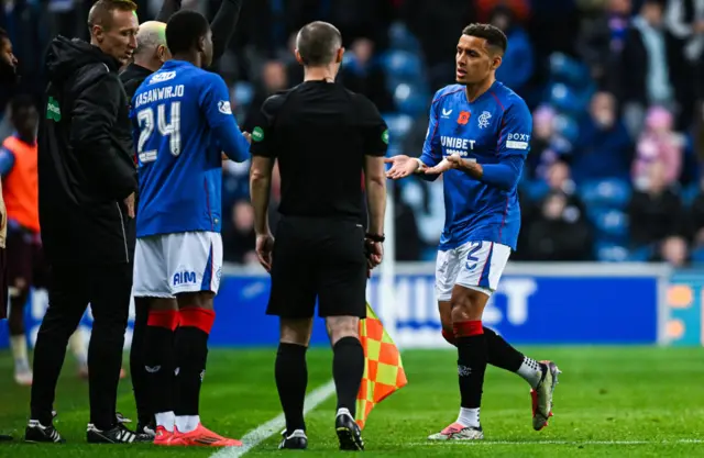 Rangers captain James Tavernier makes his way off