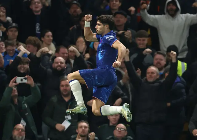 Pedro Neto celebrates after scoring against Arsenal