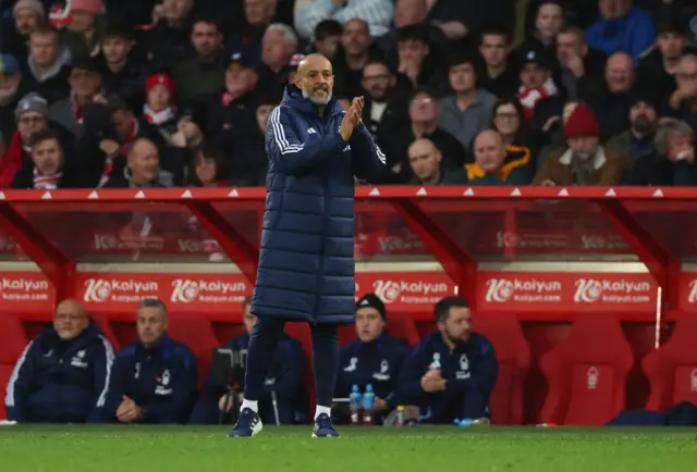 Nuno Espirito Santo looks on during Forest's game with Newcastle