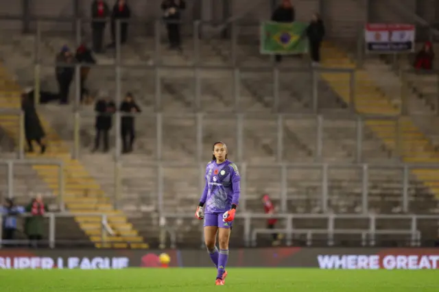 Tullis-Joyce stands in her penalty area