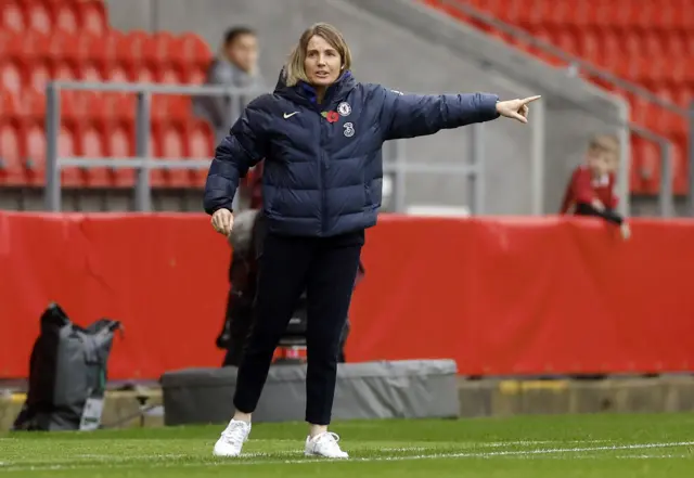 Bompastor directs her side from the touchline